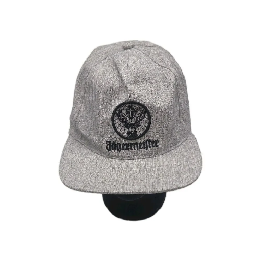 Jagermeister Embroidered Deer Logo Hat Snapback Baseball Cap Gray Black One Size
